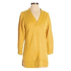 Ann Taylor Tunic V Neck Yellow Wool Sweater XS